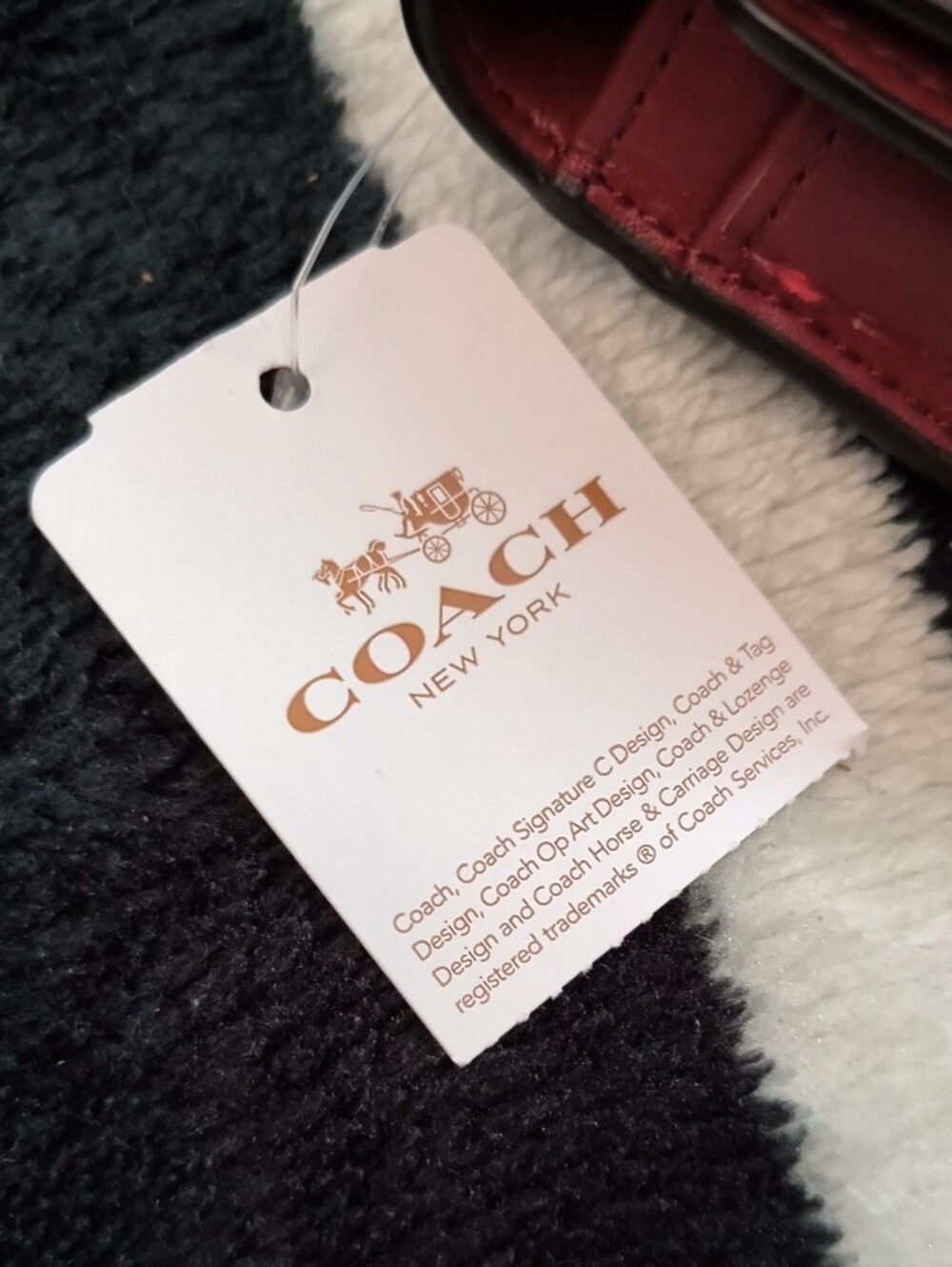 Coach Tag And Crossbody Strap ❤️ Dark Cherry And Gun Metal - Picture 11 of 11